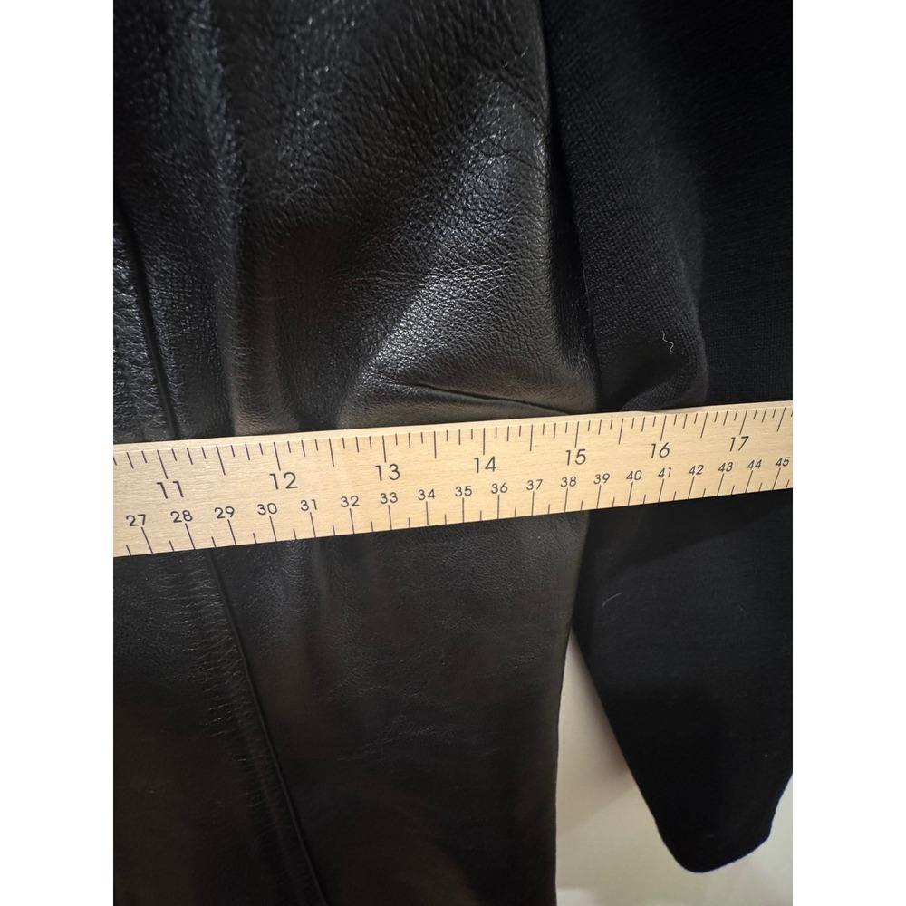 Razooks Womens Black Leather Knit Mixed Media Zip Front Jacket Size 6 - Picture 7 of 12